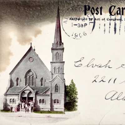 Postcard announcement Sunday School session. Methodist Church, 1906