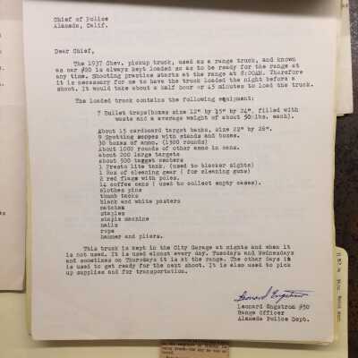 Folder with documents about Police Department, 1954-1958