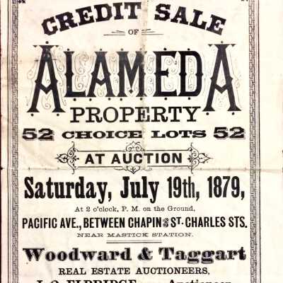 Real estate flyer for lots on Pacific Ave, 1879