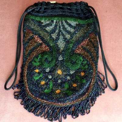 Multicolored beaded purse made by Bertha Meyers, c. 1920