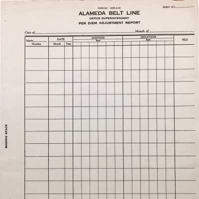 Alameda Belt Line Per Diem Adjustment Report, prior 1997