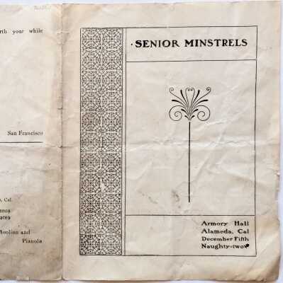 Program Alameda high School Musical Production 'Senior Minstrels', 1902