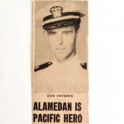 Clipping regarding Lt. Samuel C. Jackson 'Pacific Hero', 1941-1945