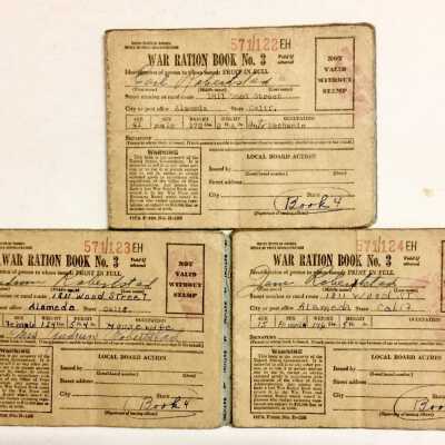 War Ration Books No. 3 issued to residents of 1811 Wood Street, 1941-1945
