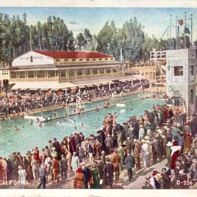 Postcard of Neptune Beach main swimming pool, 1928