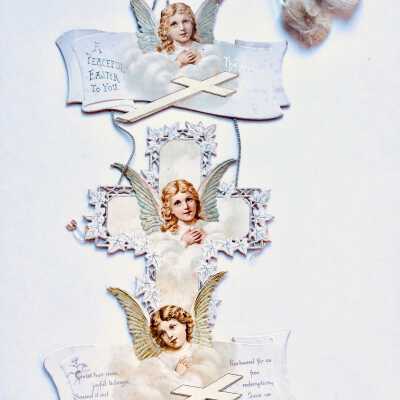 'A peaceful Easter To Your' Greeting Card with angels, c. 1900