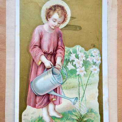 Easter Card of Christ Child watering Lilies, c. 1920