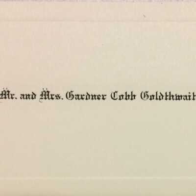 Calling card Mr. & Mrs. Goldthwaite, c. 1921