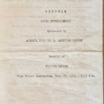 Program for Civic Entertainment by the American Legion Auxiliary, No 9, 1940