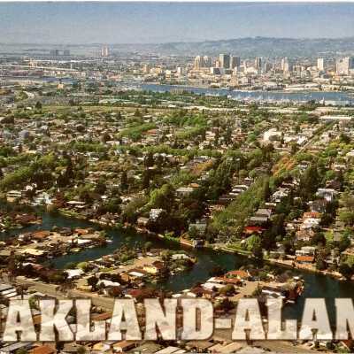 Postcard of Aerial view of Alameda north of Grand, c. 2000