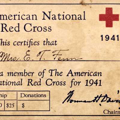 Red Cross membership card of Ernest T. Fenn, 1941