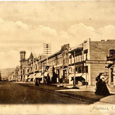 postcard of Park Street, between Alameda and Encinal Ave, c. early 1900s