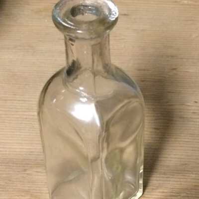 Clear glass Medicine bottle from 914 San Antonio, early 1900s