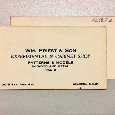 Business card of William Priest and Son, c. 1930s