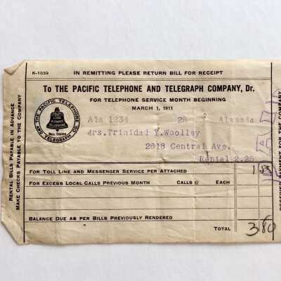 Bill, Pacific Telephone and Telegraph, March 1, 1911