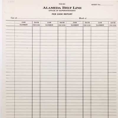 Per Diem Report Form, Alameda Belt Line, prior 1997