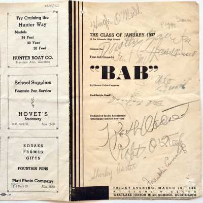 Cast-autographed Program for Alameda High School Play, 1937