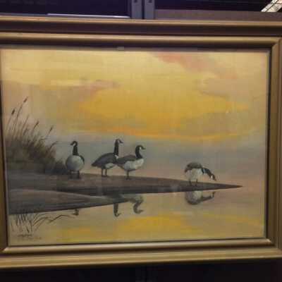 Pastel painting of four Canadian Geese by Siegried, c. 1930