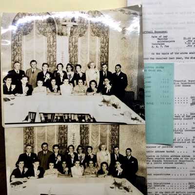 Folder with documents and photos relating to softball, 1938-1940