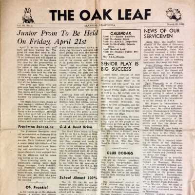 Alameda High School 'The Oak Leaf' newsletter, March 1944