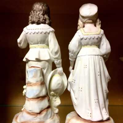 German bisque couple in 1600s costume, c. 1890