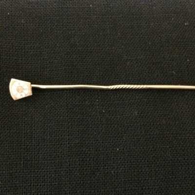 Goldplated stick pin of Frank H. Priestly, c. early 1900s
