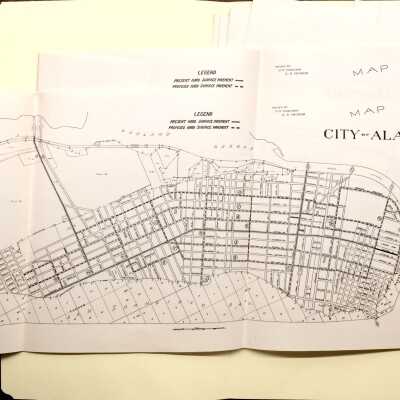 Copies of a map of proposed hard surface streets, c. 1918