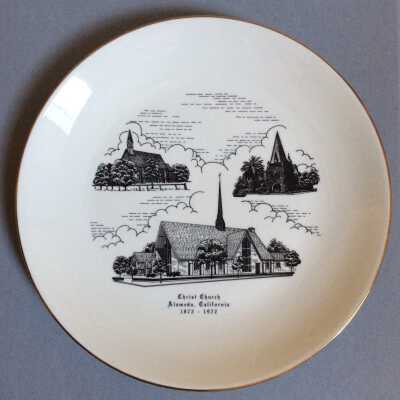 china plate commemorating centennial Chirst Episcopal Church in Alameda 1872-1972