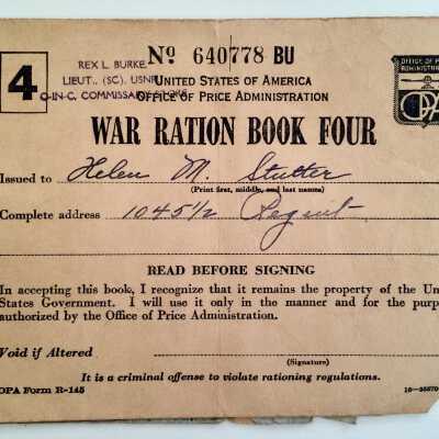 Food ration stamp book, 1941-1945