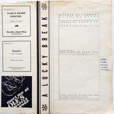 Program Alameda High School comedy, Class of June 1938