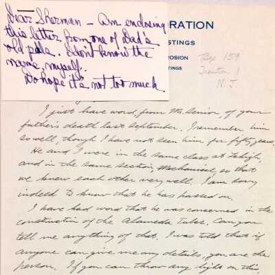 Letter from Trenite Corp requesting information on Posey Tube construction, 1947