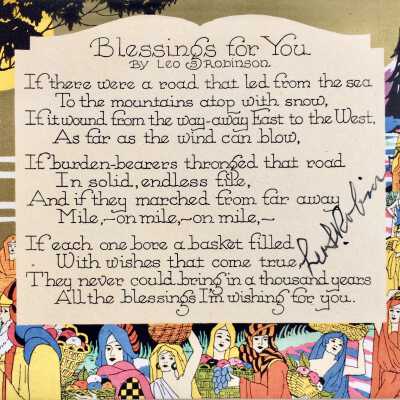 Greeting card with poem 'Blessings For You', by Leo S. Robinson, c. 1930s