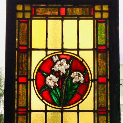 Kiselich Memorial Sash Window with Lillies from West End Methodist Church, c. 1929