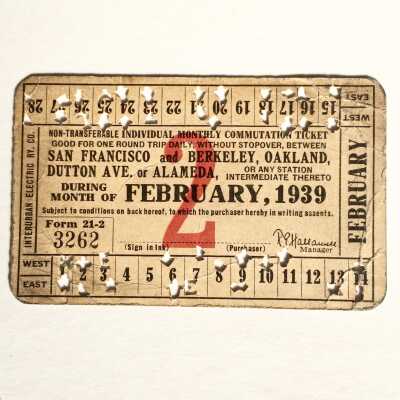 Electric Train ticket No. 2, 1939