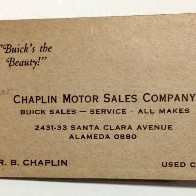 Advertising Memo Pad Chaplin Motor Sales Co., c. 1940