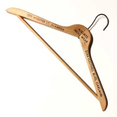 Wooden Hanger advertising Alburt's Men's Wear, prior 2007