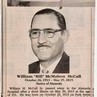 Clippings of Obituary of William McMahon McCall, 2015