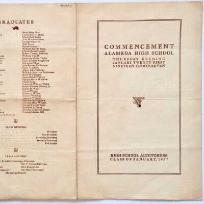 Program Commencement Exercises Alameda High School Class of January 1937