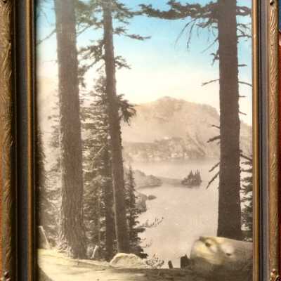 Photo of Lake Tahoe, framed by Young's Picture Framing Shop, c. 1920s-1930s
