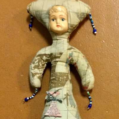 Miss Mysto unbreakable Cloth covered doll with printed Dutch scenes, c. 1920