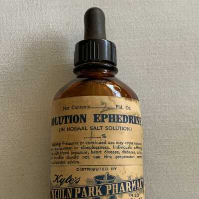 Medicinal 'Ephedrine' bottle from Kyle's Pharmacy, prior to 1965