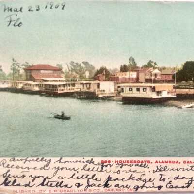 Postcard of Houseboats on the Estuary near Fruitvale Bridge, 1907