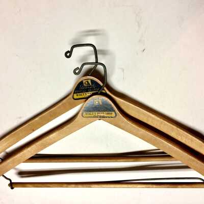 Wishbone hanger advertising Walt's Men's Shop, 1970s