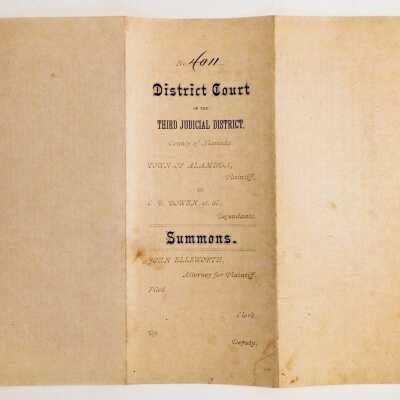 Summons for condemnation of property for opening of streets, 1877