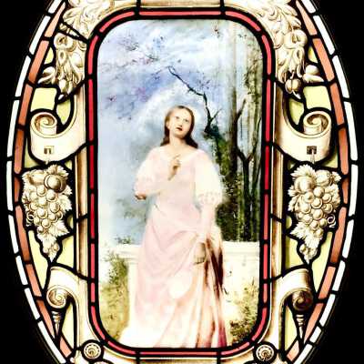 Stained Glass Window of a Girl, from demolished house 1433 Morton, c. 1878