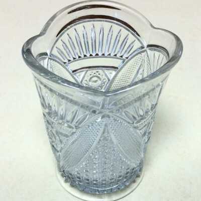 Clear pressed glass celery vase of imitation cut glass pattern, early 1900s to 1912