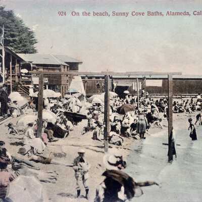 Postcard depicting Sunny Cove Beach, early 1900s