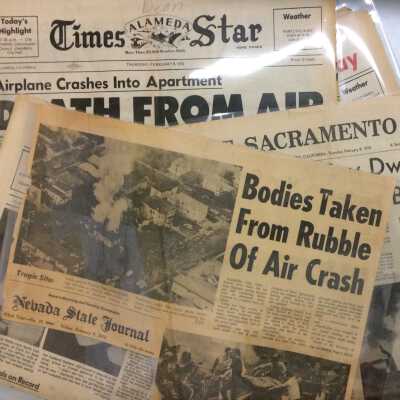 Newspapers & clipping about Tahoe Aparments Jet Crash, 1973