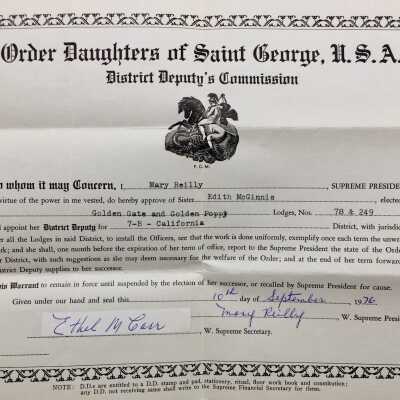 Deputy Commission Appointment, Daughters of St. George, 1976