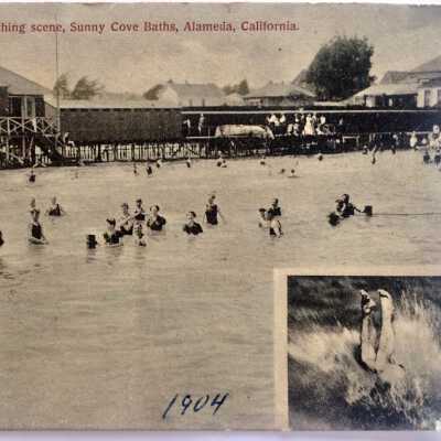 Postcard Bathing Scene, Sunny Cove Baths, 1878-1947